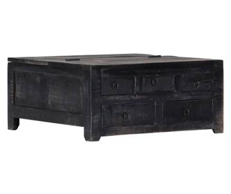 Stolić za kavu, crni, 65 x 65 x 30 cm, masivno drvo manga