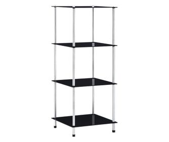 4 szintes polc, fekete, 40 x 40 x 100 cm, edzett üveg