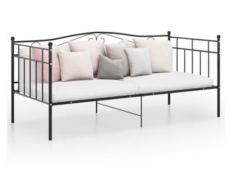 Posteljni okvir, črna, 90x200 cm, kovina