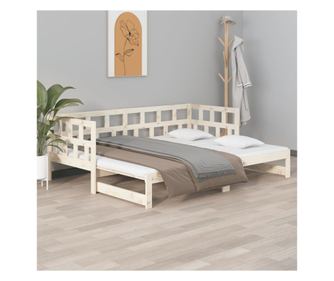 Rozkládací postel, 2x(90x200) cm, masivní borové dřevo