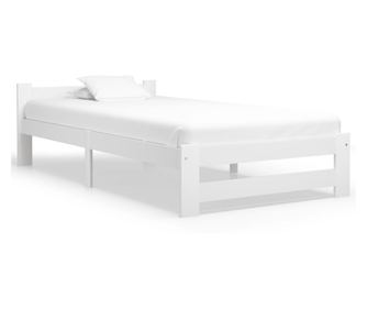 Ágykeret, fehér, 90 x 200 cm, tömör fenyőfa