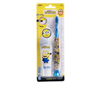 MINIONS Sada zubní kartáček s přísavkou a dětská zubní pasta +3 roky Jahodová příchuť 25ml Disney
