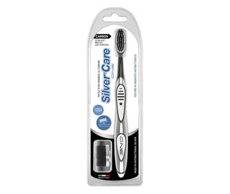 Periuta dinti Silver Care One Carbune Extra Soft+1 rezerva interschimbabila Argint, actiune antibacteriana naturala si continua