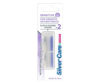 Set 2 rezerve periuta dinti interschimbabile Silver Care Pharma perii Ultra Soft cap Argint
