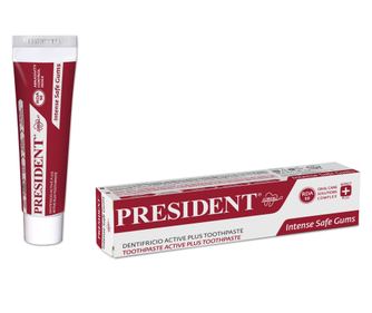 Zubní pasta President Active Plus, proti parodontóze, stomatitidě, nekrotické tkáně, s hliníkovým laktátem 30 ml
