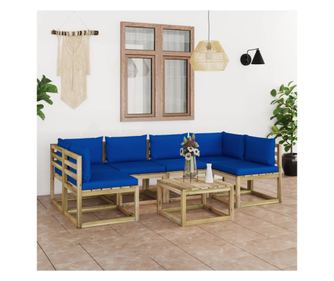 Set vrtne garniture s jastucima, 7 komada, tretirano drvo bora