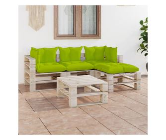 Set namještaja za vrt od paleta, 5 komada, s jastucima, borovo drvo