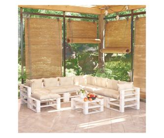 Set namještaja za vrt od paleta, 9 komada, s jastucima, borovo drvo