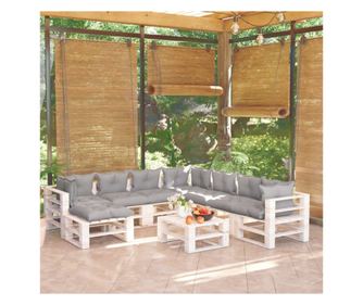 Set namještaja za vrt od paleta, 9 komada, s jastucima, borovo drvo