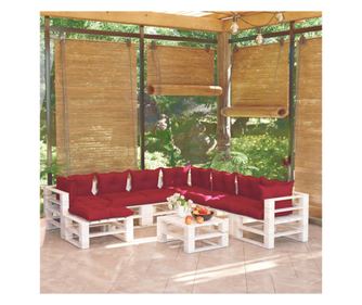 Set namještaja za vrt od paleta, 9 komada, s jastucima, borovo drvo