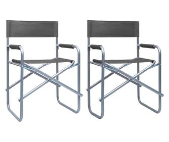 Stolice za redatelje, 2 kom., siva, čelik