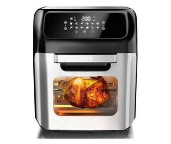 Фритюрник-фурна без мазнина Royalty Line AFO-12601, 12 L, 1800W, 12 програми, Грил, Tаймер, Touch screen, Инокс/черен