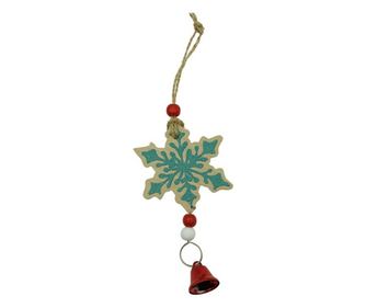 Ornament de brad fulg de nea, Flippy, multicolor, lemn, 18 cm
