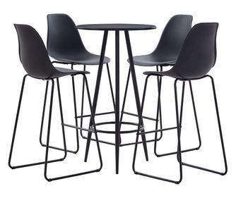 Set za bar, 5 dijelova, crna, plastika