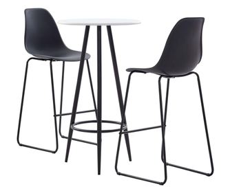 Set barskog namještaja, 3 dijela, crna, plastika