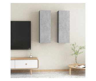 TV komode, 2 kom., siva beton, 30,5x30x90 cm, PAL