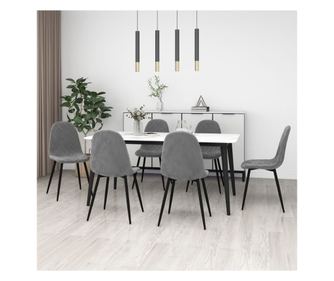 Kuhinjska stoli, 6 kosov, svetlo siva, žamet