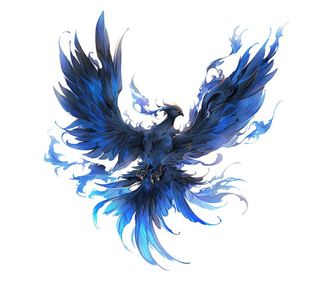 Sticker decorativ, Pasarea Phoenix, Albastru, 63 cm, 1323STK-1