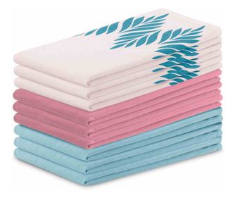 Set prosop de bucatarie Letty modern cu model decorativ imprimat, 9 buc, Roz, 50x70 cm