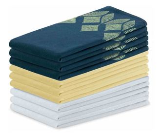 Set prosop de bucatarie Letty modern cu model decorativ imprimat, 9 buc, Galben, 50x70 cm