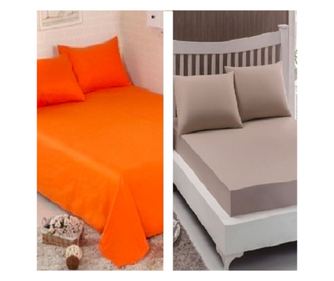 Pachet De 2 Set-Uri De 3 Piese Yuny Mally Home, 100% Bumbac, Cearceaf Pat Dublu Cu Elastic 160X200 Cm Si Doua Fete De Perna 50X7