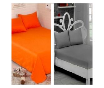 Pachet De 2 Set-Uri De 3 Piese Yuny Mally Home, 100% Bumbac, Cearceaf Pat Dublu Cu Elastic 160X200 Cm Si Doua Fete De Perna 50X7