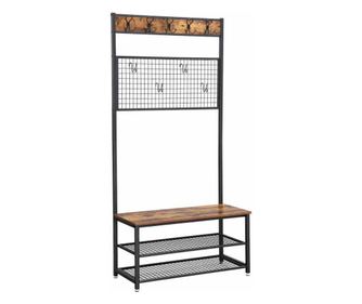 Cuier stil clasic cu plasa colectia Ergo, 92x41.5x187 cm, Maro, Songmics