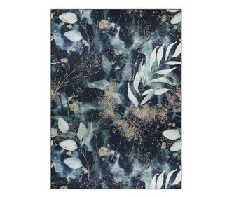 Covor cu par scurt ARLEN LEAVES3 culoare negru motiv glamour stil tropical 80x150 hakano
