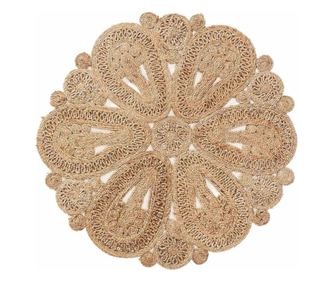 Covor rotunda cu par scurt KAMALA 2 culoare maro deschis stil boho r120 benuta