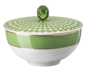 Купа с капак Rosenthal Swarovski Signum Fern, Зелен, Порцелан, 12см