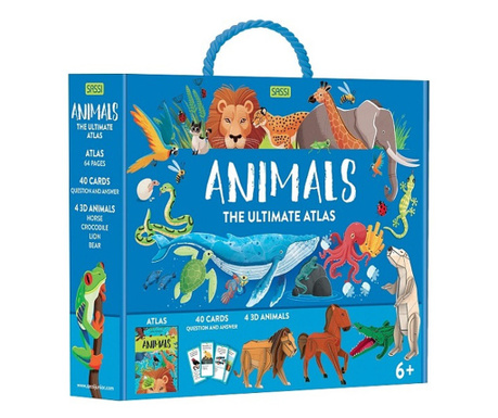 Set Altlas cu 40 de carduri si 4 animale 3D - Animale, Sassi