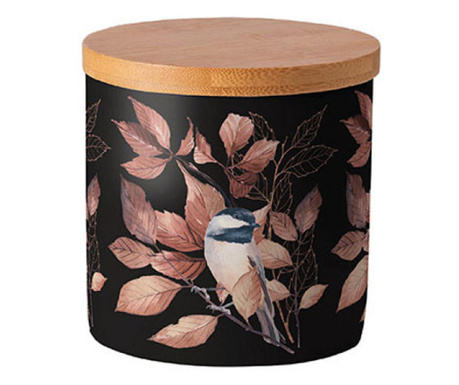 Porcelán konyhai tároló edénybambusz tetővel szilikon zárógyűrűvel Cinege Lovely chickadee kicsi