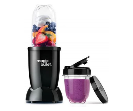 Блендер Magic Bullet, 200 W, 1 скорост, Чаша 355 мл, Чаша 560 мл, Черен