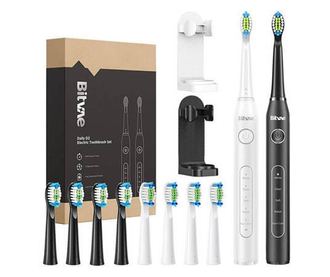 Bitvae D2+D2 elektromos fogkefe szett pótfejekkel fekete + fehér (D2 White + D2 Black)