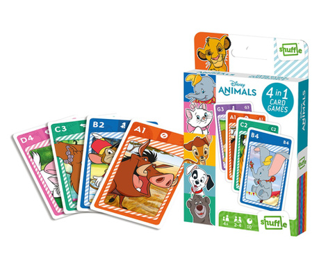 Cartamundi Карти за игра Disney, животни, 4 в 1