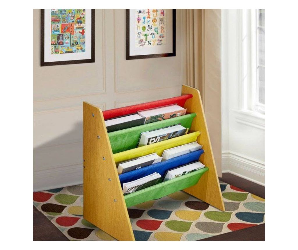 Drveni organizator za knjige i igračke za djecu, polica za knjige s policama za dječju sobu - BOJE - 7