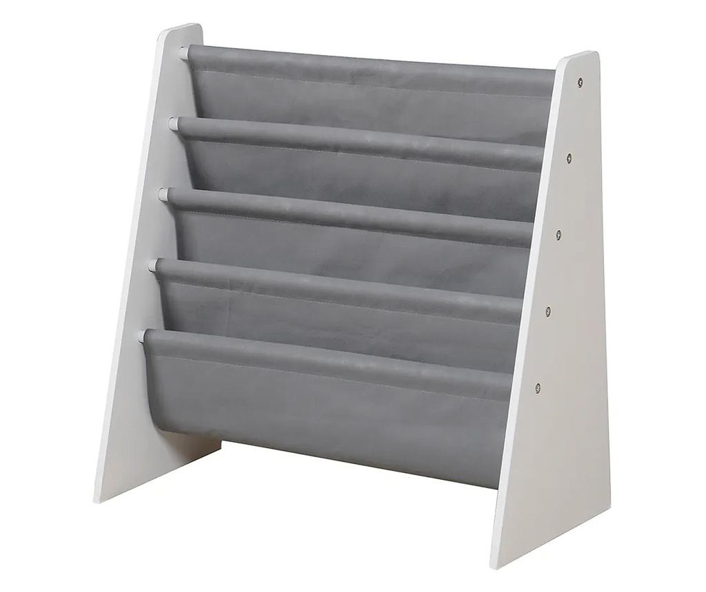 Drveni organizator za dječje knjige i igračke, polica za knjige s policama za dječju sobu - BIJELA/SIVA - 2