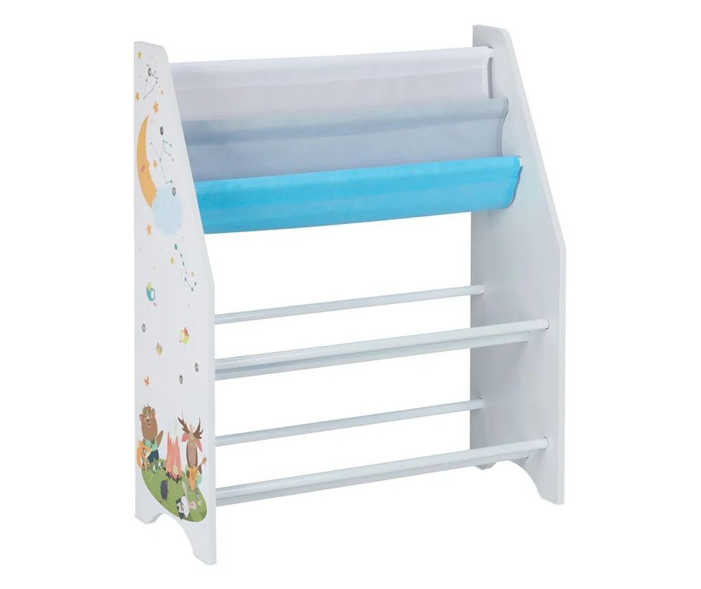 Dječja soba - polica za knjige i organizator igračaka, drveni organizator sa 6 tekstilnih kutija za pohranu - ŠUMA - 8