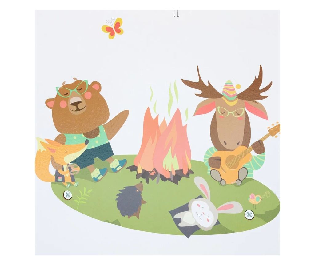 Dječja soba - polica za knjige i organizator igračaka, drveni organizator sa 6 tekstilnih kutija za pohranu - ŠUMA - 9