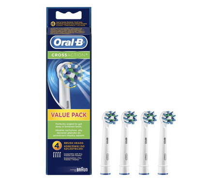 Резерва за електрическа четка за зъби Oral-B Cross Action, 4 броя, CleanMaximiser