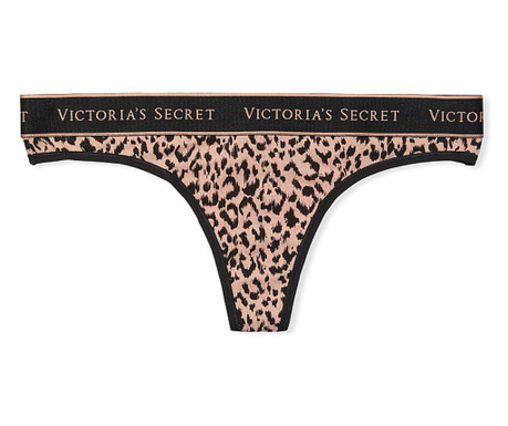 Chiloti tanga Victoria's Secret, Logo Cotton Thong Panty, Animal Print, M INTL