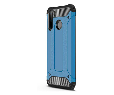 Defender műanyag telefonvédő (közepesen ütésálló, légpárnás sarok, szilikon belső, fémhatás) VILÁGOSKÉK [Samsung Galaxy A21 (SM-