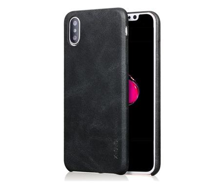 X-LEVEL műanyag telefonvédő (bőr hatású hátlap) FEKETE [Apple iPhone XS Max 6.5]