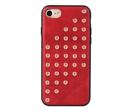 FIERRE SHANN műanyag telefonvédő (bőr hatású hátlap, szegecses) PIROS [Apple iPhone SE 3 (2022)]