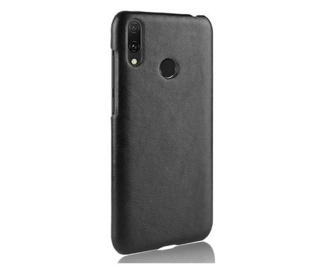 Protectie de telefon din plastic (efect piele) NEGRU [Huawei Y7 2019 (Y7 Prime 2019)] (5996457857241) - Huse pentru telefon