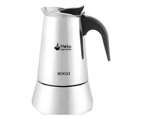 Expressor de cafea Moka SOGO CAF-SS-7630, Capacitate 9 cesti, Otel Inoxidabil, Potrivit pentru Plite Electrice, Vitroceramice, I