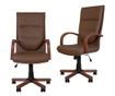 Direktorska stolica EXONIA EXTRA, drveni nasloni za ruke, eko koža, tamno smeđa