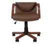 Direktorska stolica EXONIA EXTRA, drveni nasloni za ruke, eko koža, tamno smeđa