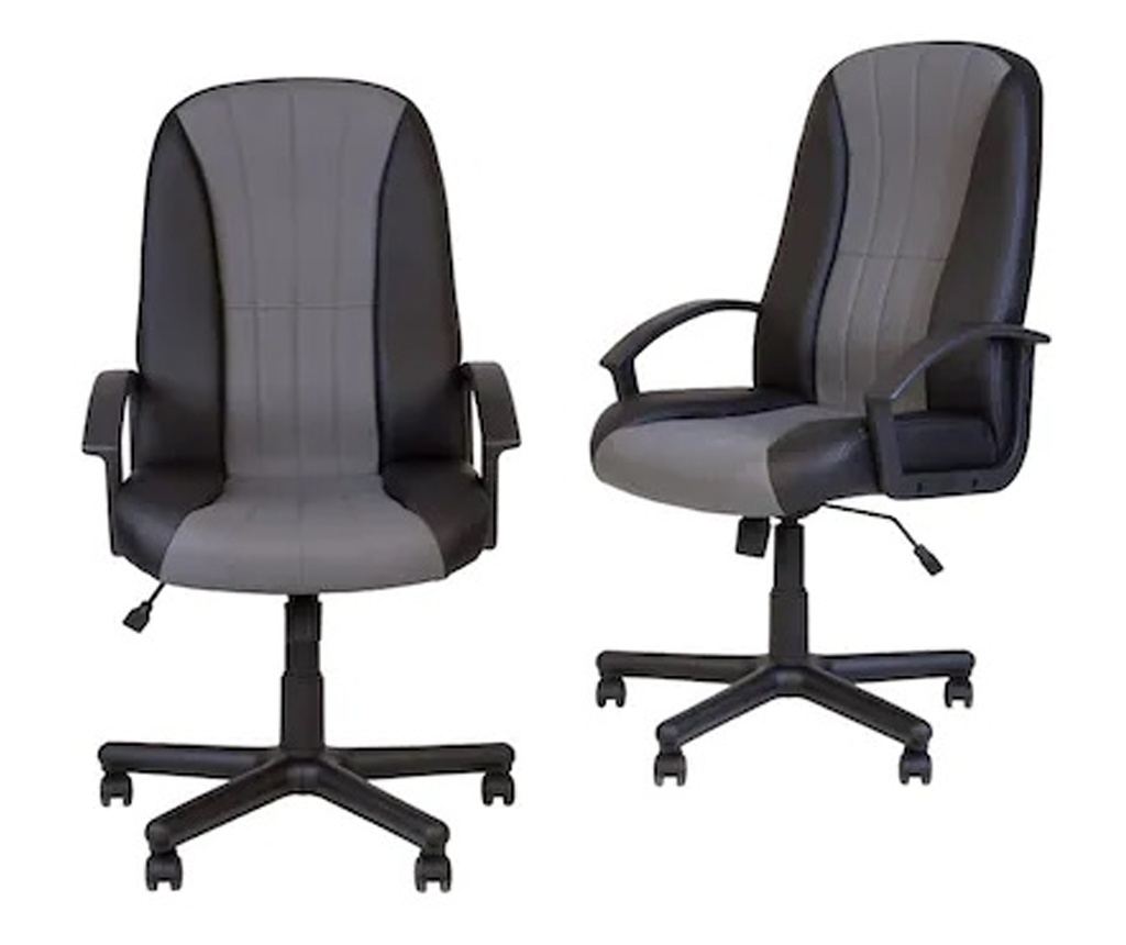 Upravljačka stolica CIUDAD, ekološka koža, crna/siva - 2