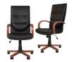 Set 2 direktorskih stolica EXONIA EXTRA, drveni nasloni za ruke, prirodna koža, crna